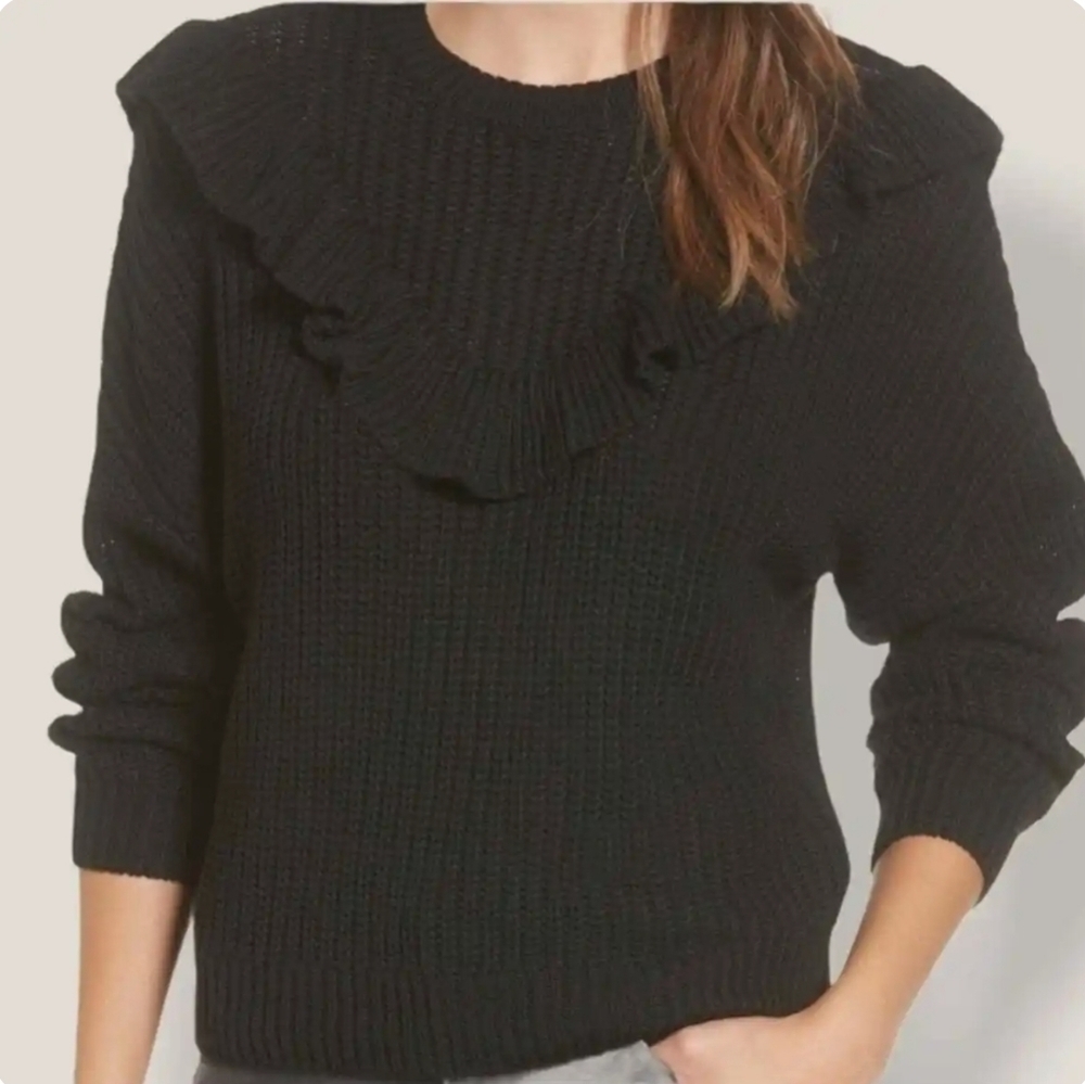 Blank NYC Black Rum and Ruffles Crewneck Sweater